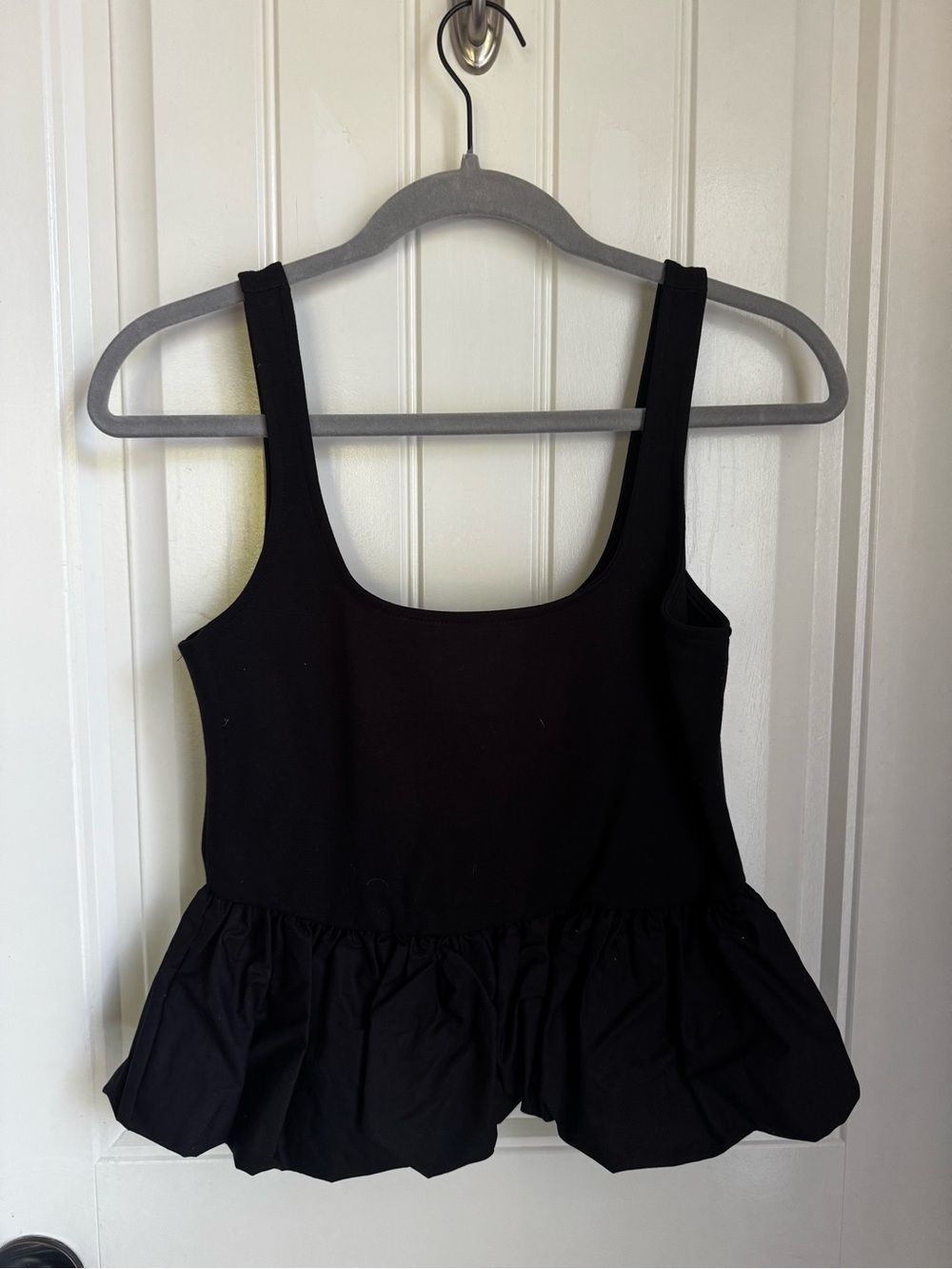 Women's Black Peplum Tank Top - Scoop Neck